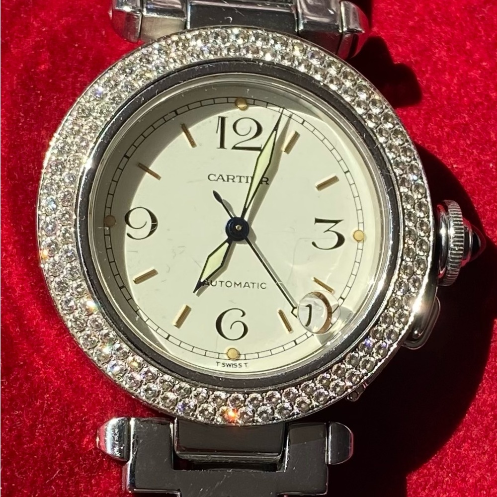 Cartier Pasha watch. Top quality Diamond bezel and sapphire dial cover.